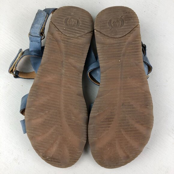 Born Women's Size 8 Jamez Blue Leather Open Toe Ankle Strap Casual Sandals - Picture 9 of 15